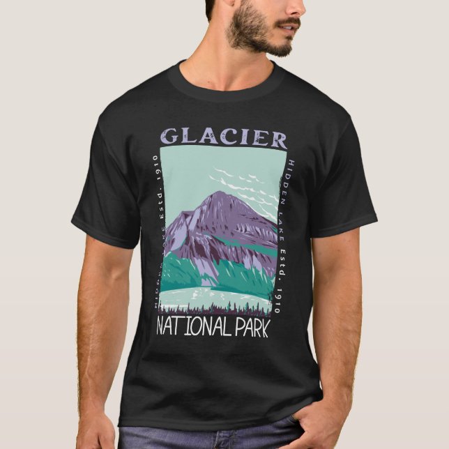 Camiseta Parque nacional Glacier Lago oculto Lago retro per (Anverso)