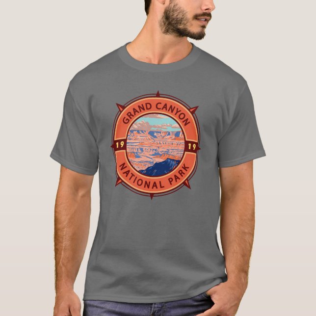 Camiseta Parque nacional Gran Cañón Emblema de brújula retr (Anverso)