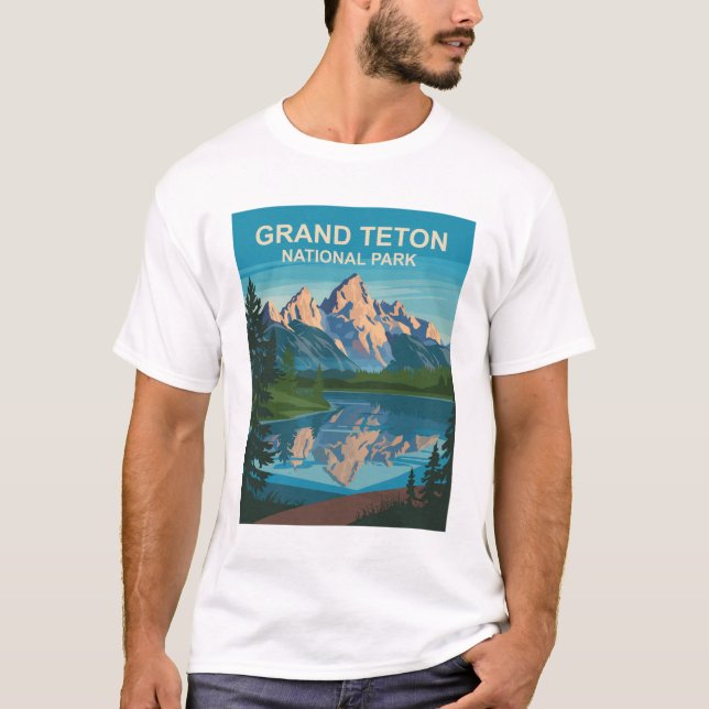 Camiseta Parque nacional Gran Teton Paisaje Arte de viajes (Anverso)