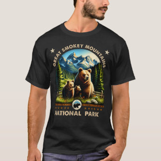 Camiseta Parque Nacional Grandes Montañas Humeantes Oso Neg