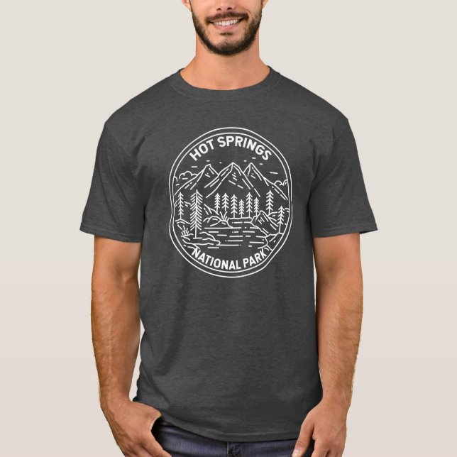 Camiseta Parque nacional Hot Springs Arkansas Monoline Over (Anverso)