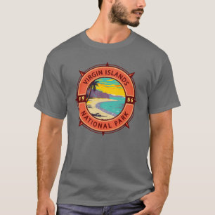Camiseta Parque nacional Islas Vírgenes Compass Retro Emble