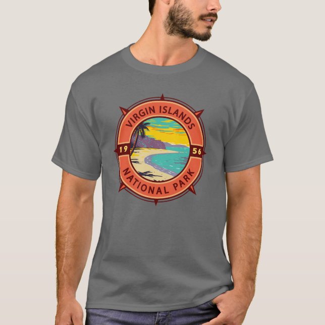 Camiseta Parque nacional Islas Vírgenes Compass Retro Emble (Anverso)