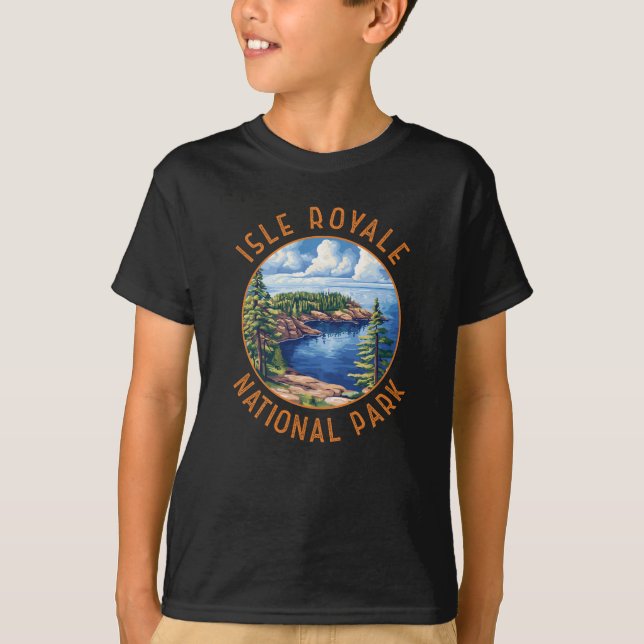 Camiseta Parque nacional Isle Royale Círculo retro perturba (Anverso)