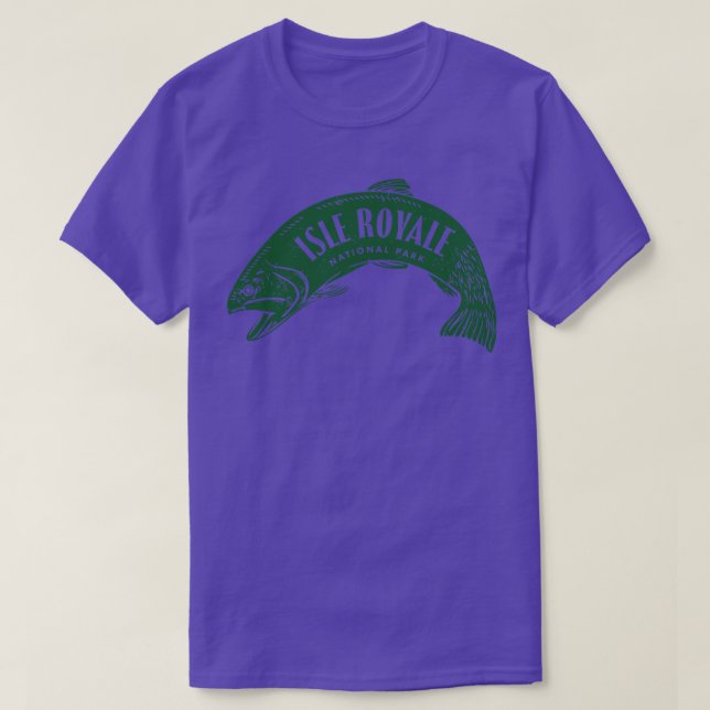 Camiseta Parque nacional Isle Royale Fish Green (Diseño del anverso)