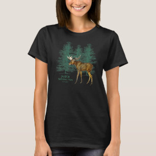 Camiseta Parque nacional Jasper Alberta Canada Moose Trees 