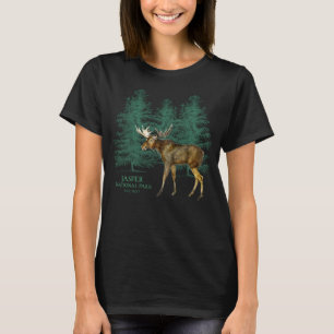 Camiseta Parque nacional Jasper Alberta Canada Moose Trees