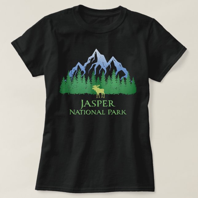 Camiseta Parque nacional Jasper Alberta Canada Mountain Moo (Diseño del anverso)