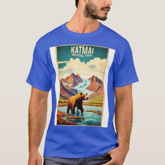 Camiseta Parque nacional Katmai Alaska USA Viaje de época