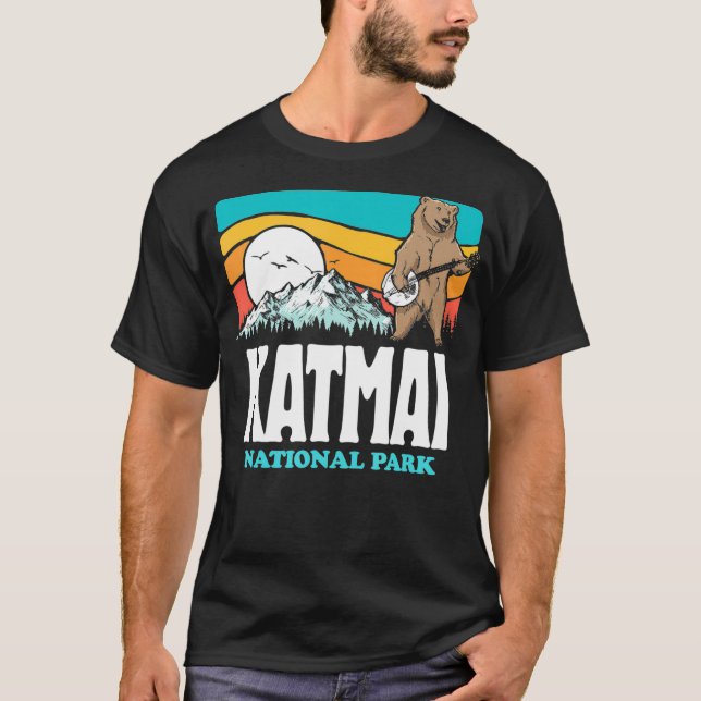 Camiseta Parque nacional Katmai Montañas Retro Alaska Banjo (Anverso)