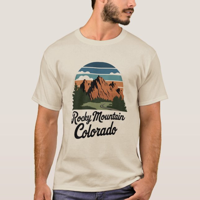 Camiseta Parque nacional Montaña Rocosa Retro (Anverso)