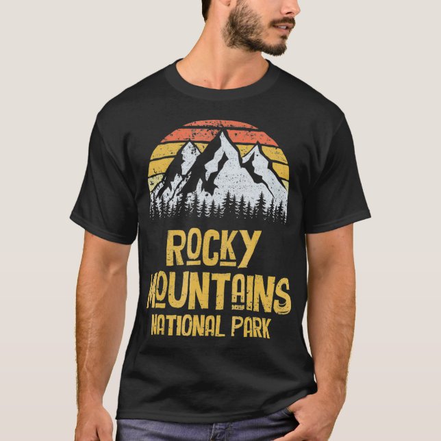 Camiseta Parque nacional Montañas Rocosas Retro Vintage (Anverso)