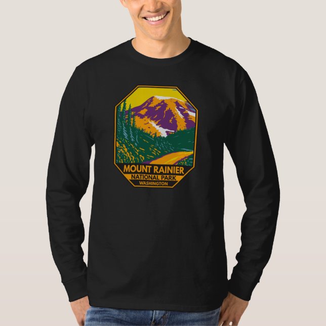Camiseta Parque nacional Monte Rainier Retro de Washington (Anverso)