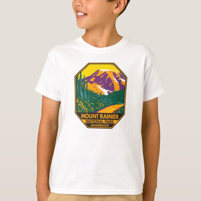 Camiseta Parque nacional Monte Rainier Retro de Washington (Anverso)