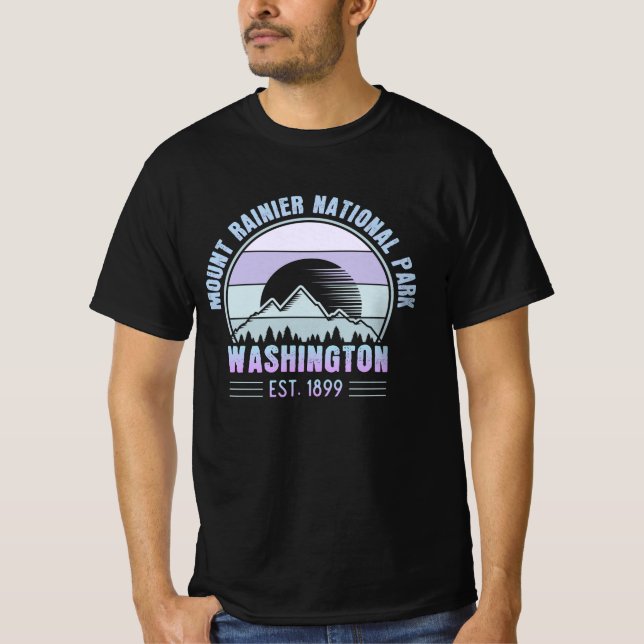 Camiseta Parque nacional Mount Rainier Washington Retro (Anverso)