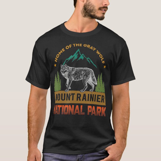 Camiseta Parque nacional Mount Rainier Wolf Vintage Mujeres (Anverso)