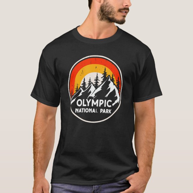 Camiseta Parque Nacional Olímpico Árboles de Montaña y Camp (Anverso)