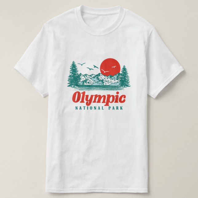 Camiseta Parque Nacional Olímpico Árboles de Montaña y Gráf (Diseño del anverso)