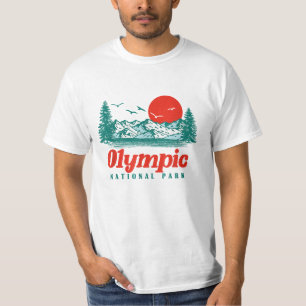 Camiseta Parque Nacional Olímpico Árboles de Montaña y Gráf