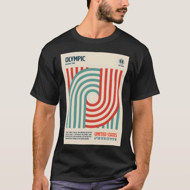 Camiseta Parque nacional olímpico arte de viajes retro (Anverso)