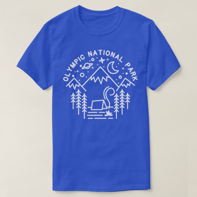 Camiseta Parque Nacional Olímpico Camping Line Art Senderis (Diseño del anverso)