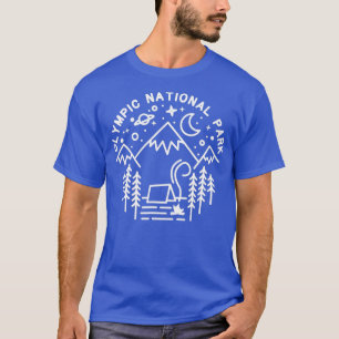 Camiseta Parque Nacional Olímpico Camping Line Art Senderis