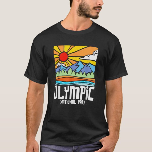 Camiseta Parque Nacional Olímpico Montañas Naturales Artíst (Anverso)