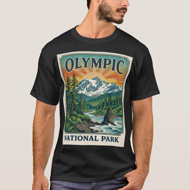 Camiseta Parque Nacional Olímpico Vintage (Anverso)