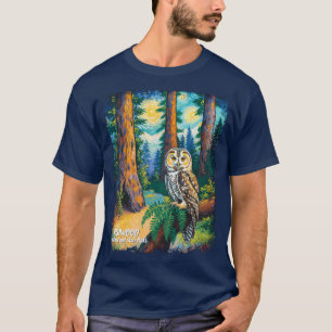Camiseta Parque Nacional Redwood Bosque Colorido Búho Fauna