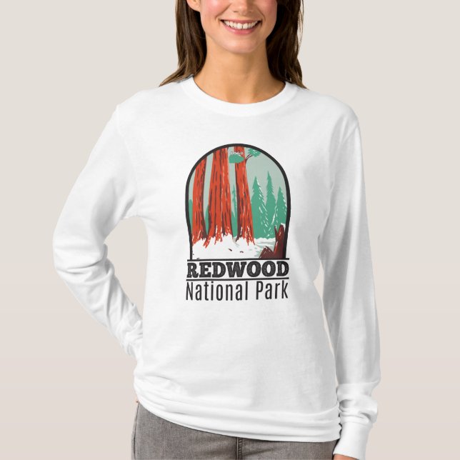 Camiseta Parque Nacional Redwood en Winter California Vinta (Anverso)
