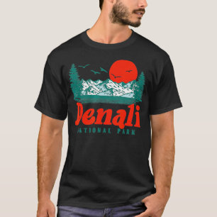 Camiseta Parque nacional Retro Denali Árboles de montaña Su