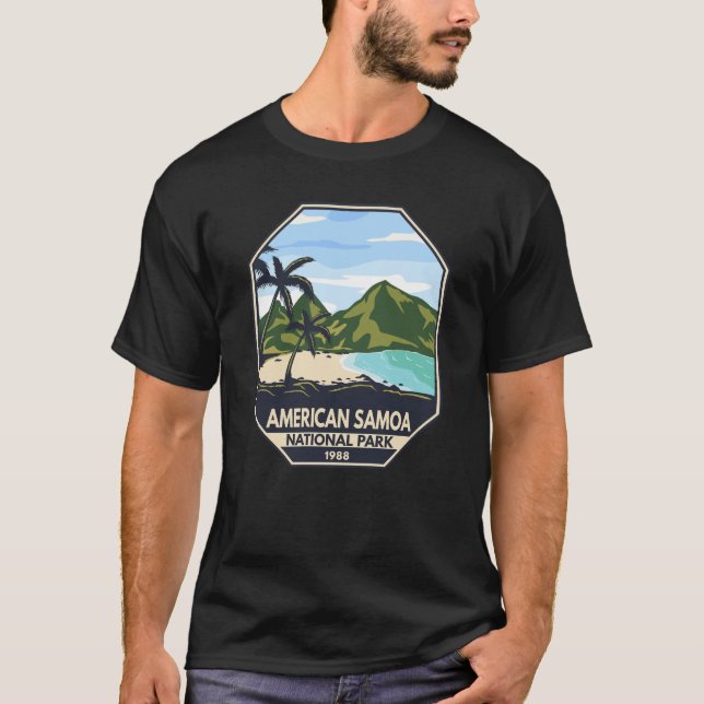Camiseta Parque nacional Retro Emblem de Samoa Americana (Anverso)