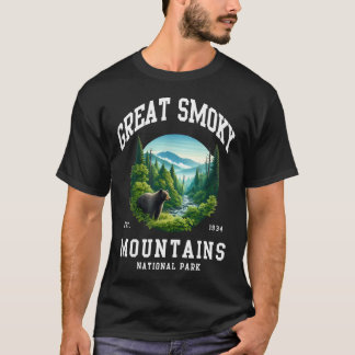 Camiseta Parque Nacional Retro Grandes Montañas Humeantes