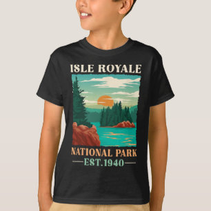 Camiseta Parque Nacional Retro Isle Royale Est 1940 Senderi
