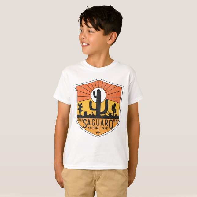 Camiseta Parque Nacional Retro Saguaro Arizona Tucson Cactu (Anverso completo)