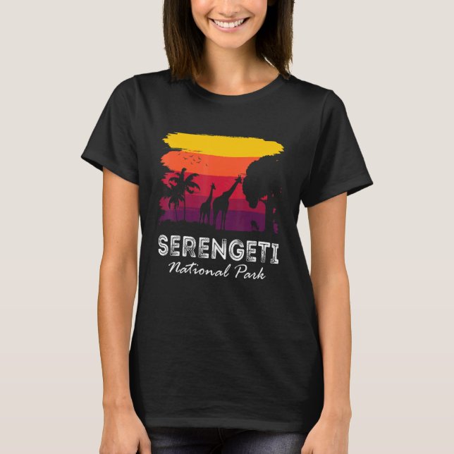 Camiseta Parque nacional Retro Serengeti África Girafa Safa (Anverso)