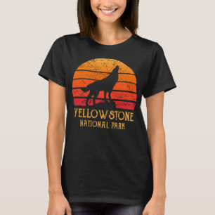 Camiseta Parque nacional Retro Sun Yellowstone Wolf Vintage