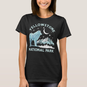 Camiseta Parque nacional Retro Yellowstone Luna y Lobo Blan