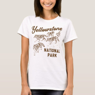 Camiseta Parque nacional Retro Yellowstone Wolf Pack Minima