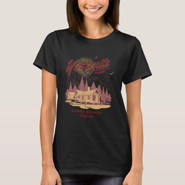 Camiseta Parque nacional Retro Yosemite Camping Hiker Tee (Anverso)