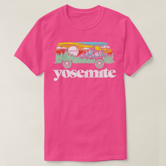 Camiseta Parque nacional Retro Yosemite Hippie Van & Mounta (Diseño del anverso)