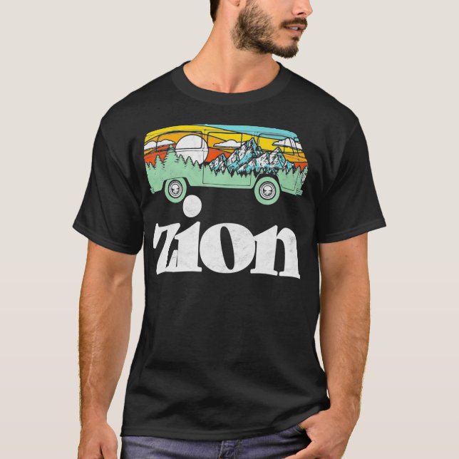 Camiseta Parque nacional Retro Zion Hippie Van Mountains Gr (Anverso)