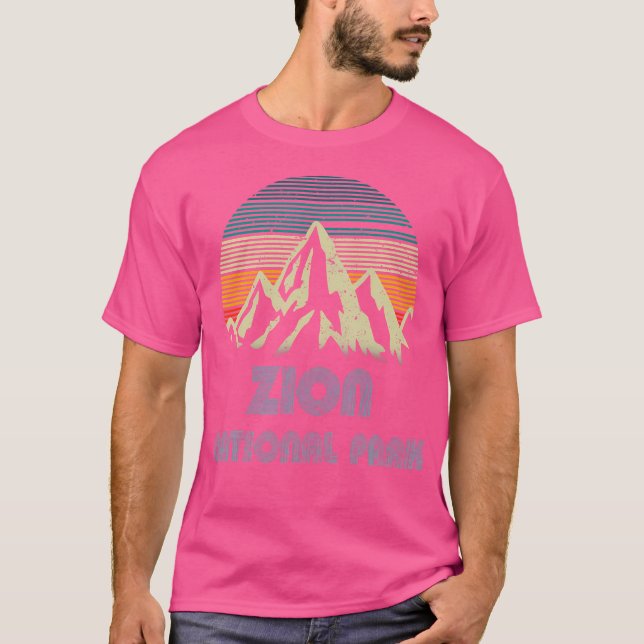 Camiseta Parque nacional Retro Zion Montaña Senderismo al a (Anverso)