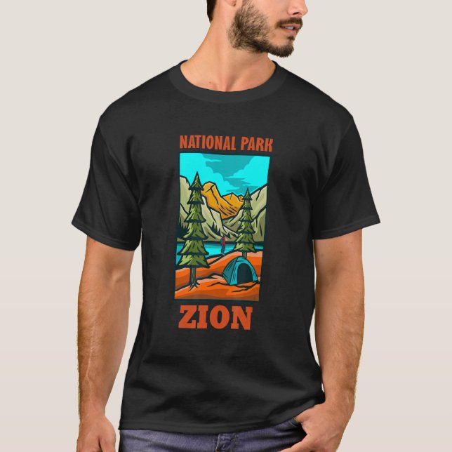 Camiseta Parque nacional Retro Zion Utah (Anverso)