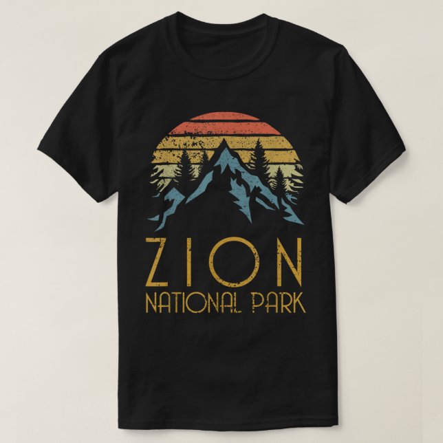 Camiseta Parque nacional Retro Zion Utah (Diseño del anverso)