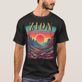 Camiseta Parque Nacional Retro Zion Utah Montaña Mujeres Ho