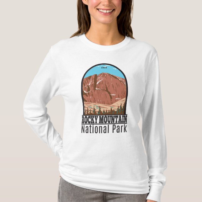 Camiseta Parque nacional Rocky Mountain Colorado Longs Peak (Anverso)