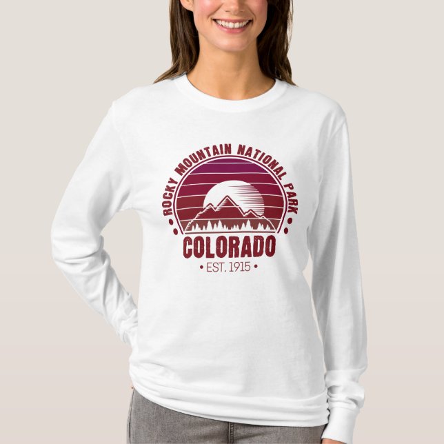 Camiseta Parque nacional Rocky Mountain Colorado Retro (Anverso)