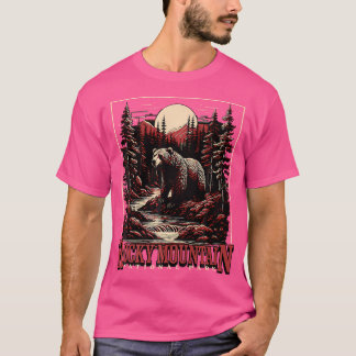 Camiseta Parque nacional Rocky Mountain Retro Camping Hiker