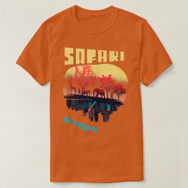 Camiseta Parque nacional Safari Serengeti África Grande Tan (Diseño del anverso)